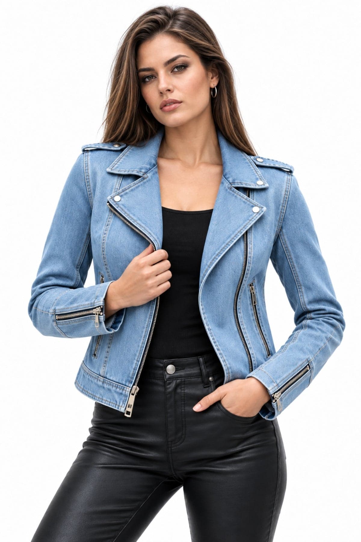 ZipLine Women's Denim Moto Jacket