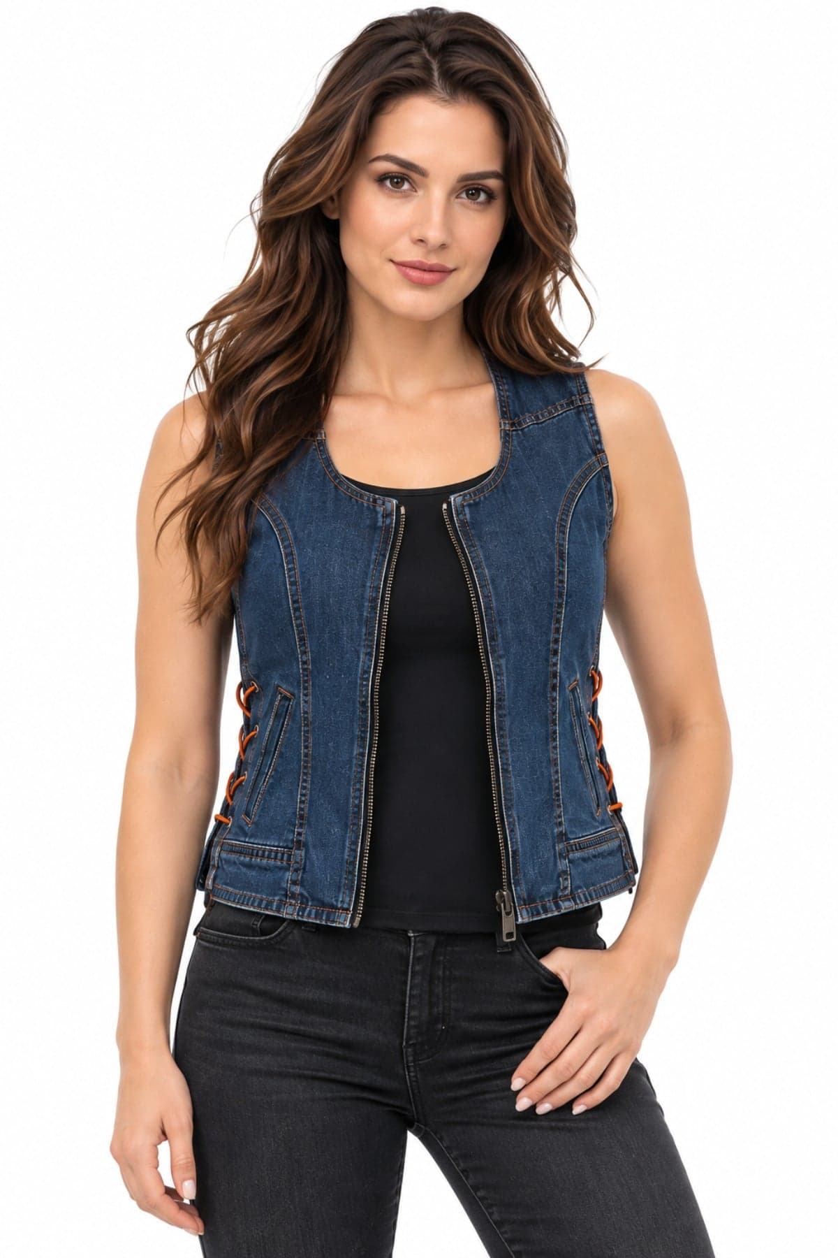 Sunset Laced Concealed Denim Vest