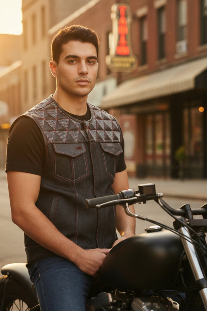 Shadowline Denim-Leather Vest