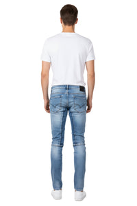 Blue Zipperline Street Jeans – Bold Style, Slim Fit