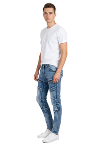 Blue Zipperline Street Jeans – Bold Style, Slim Fit
