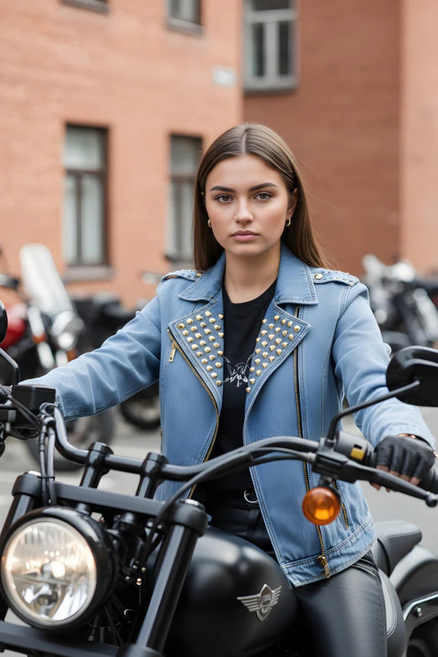 ZipLine Women's Denim Moto Jacket