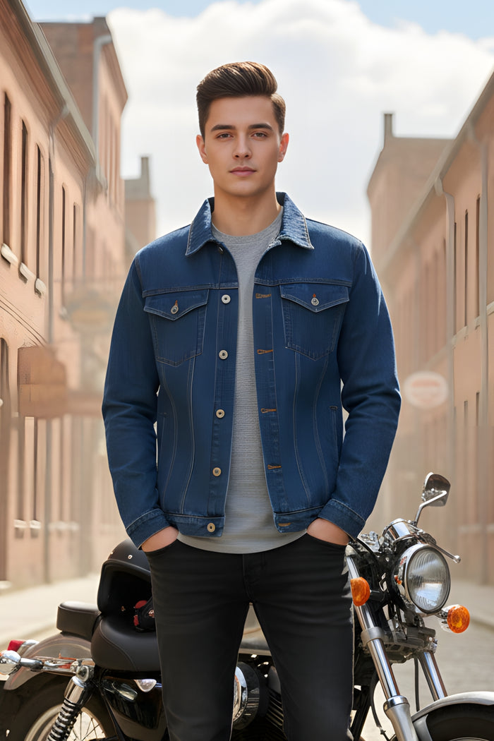 Plaid-Lined Winter Denim Jacket