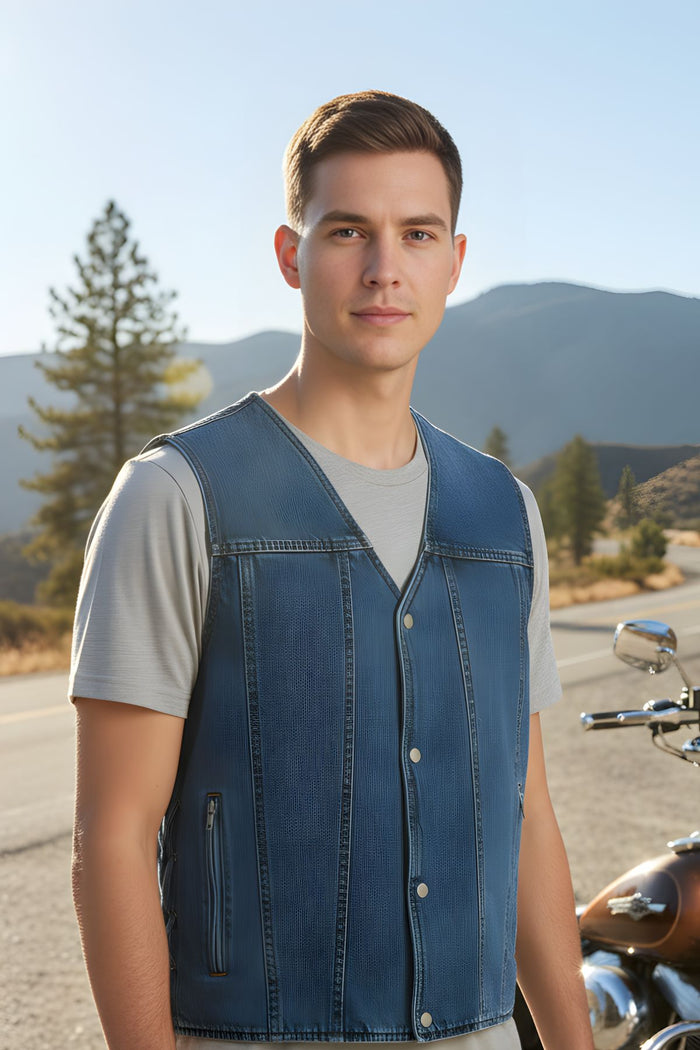 Roadside Blue Denim Riding Vest